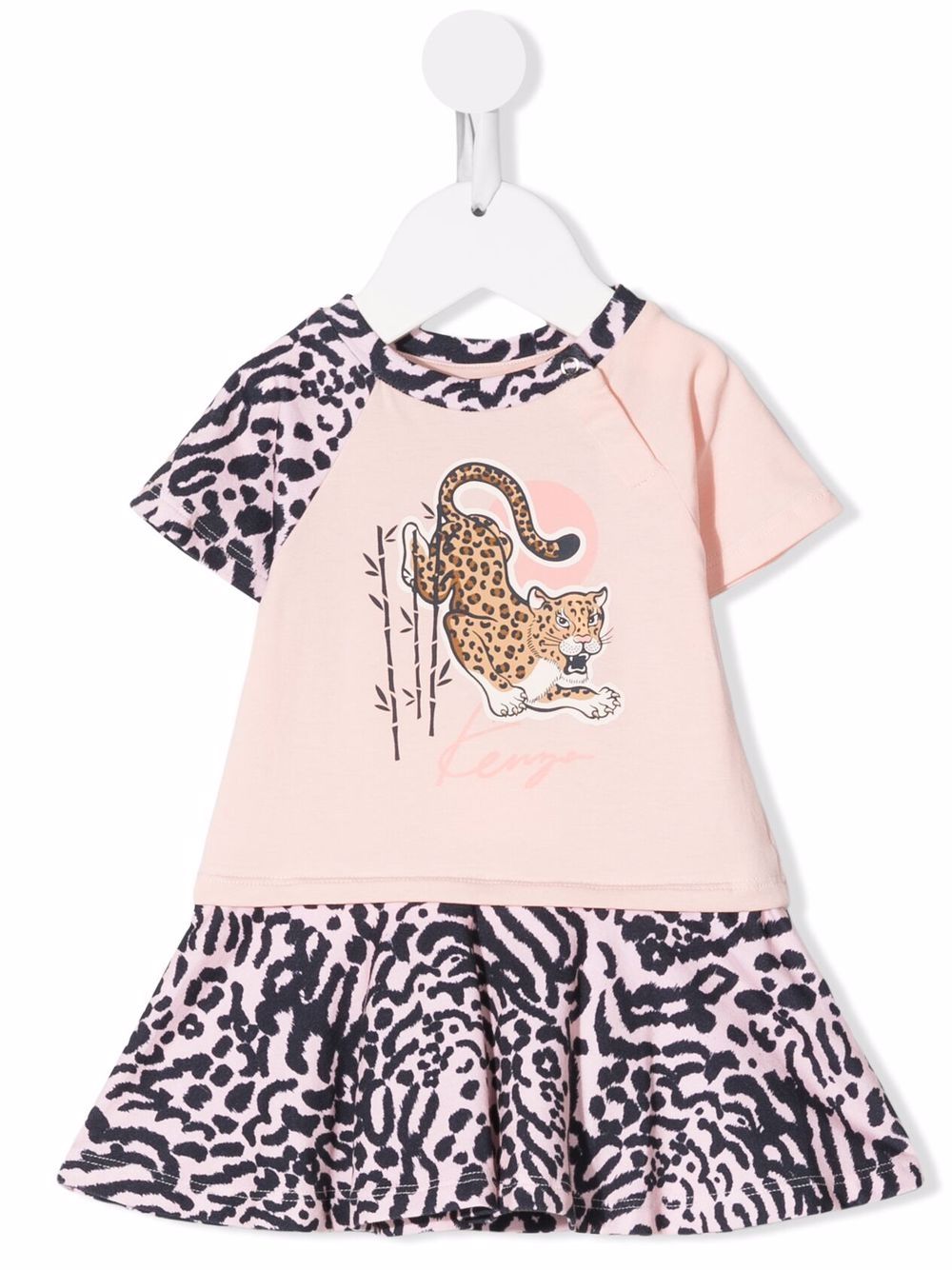 Kenzo Kids Tiger 动物印花T恤式连衣裙 - 粉色