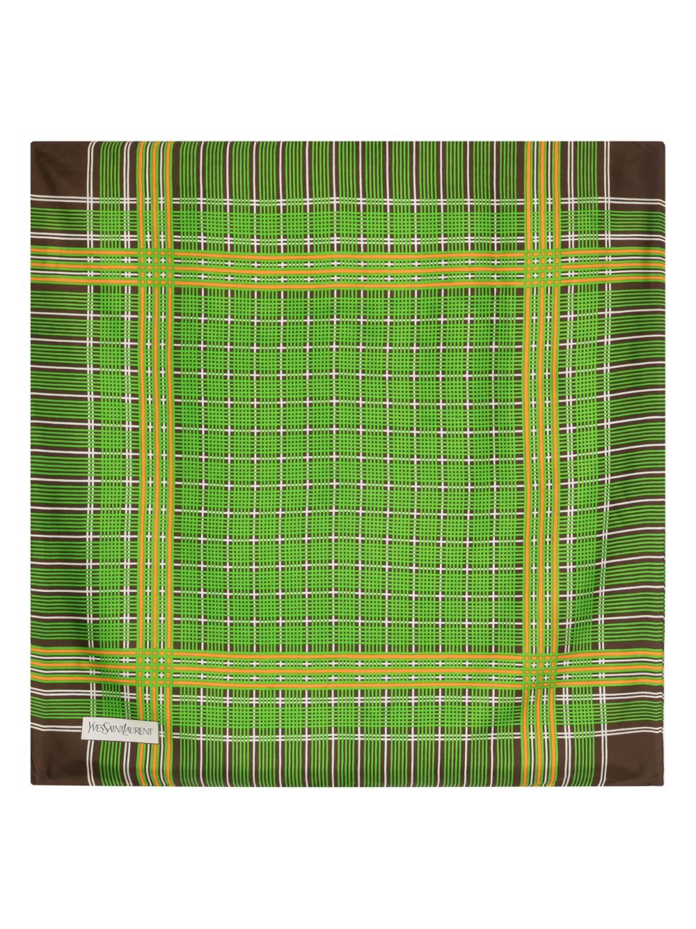 Saint Laurent Pre-Owned 格纹真丝围巾（1970年代典藏款） - 绿色