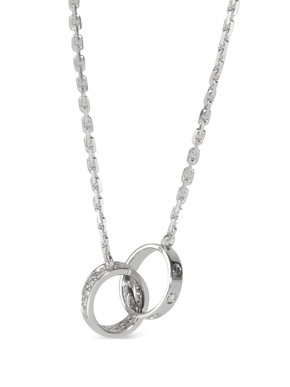 Cartier 18K白金 Love 钻石项链（典藏款） - 银色