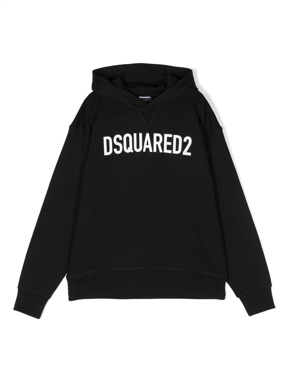 DSQUARED2 KIDS logo印花棉连帽衫 - 黑色
