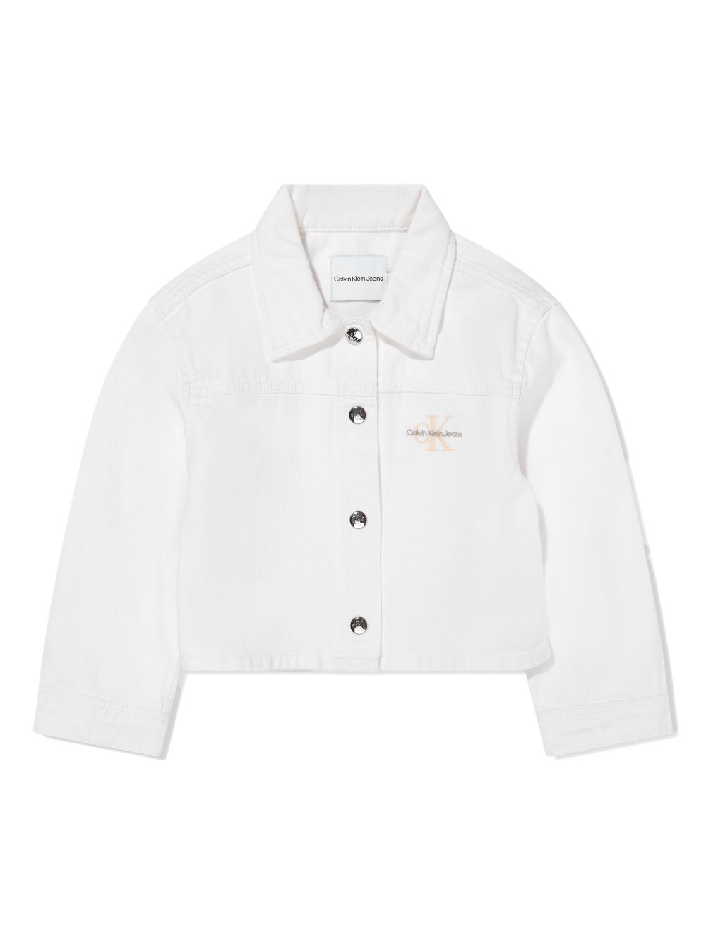Calvin Klein Kids logo刺绣牛仔夹克 - 白色