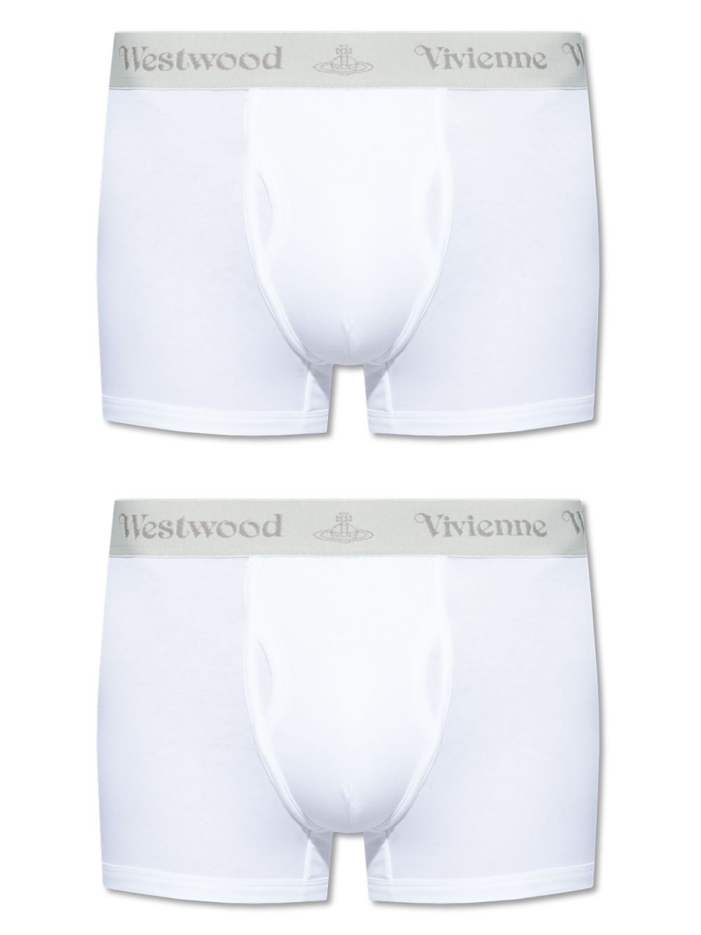 Vivienne Westwood logo腰边棉四角裤（两件装） - 白色