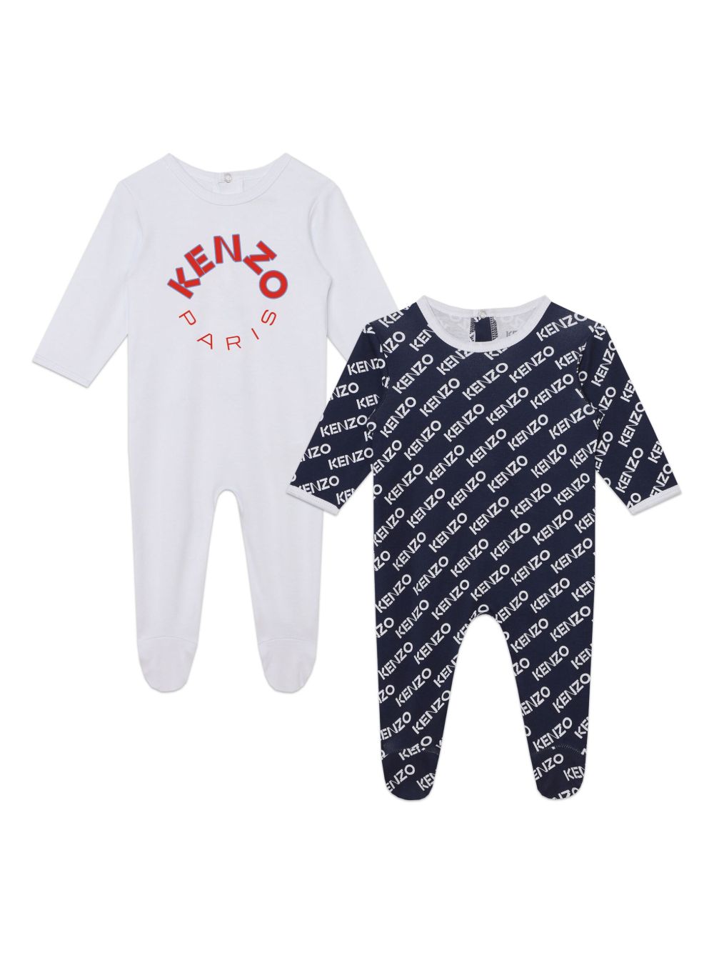 Kenzo Kids logo印花棉睡衣套装（两件装） - 白色