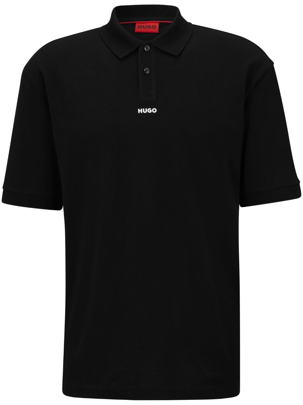 HUGO logo印花棉polo衫 - 黑色