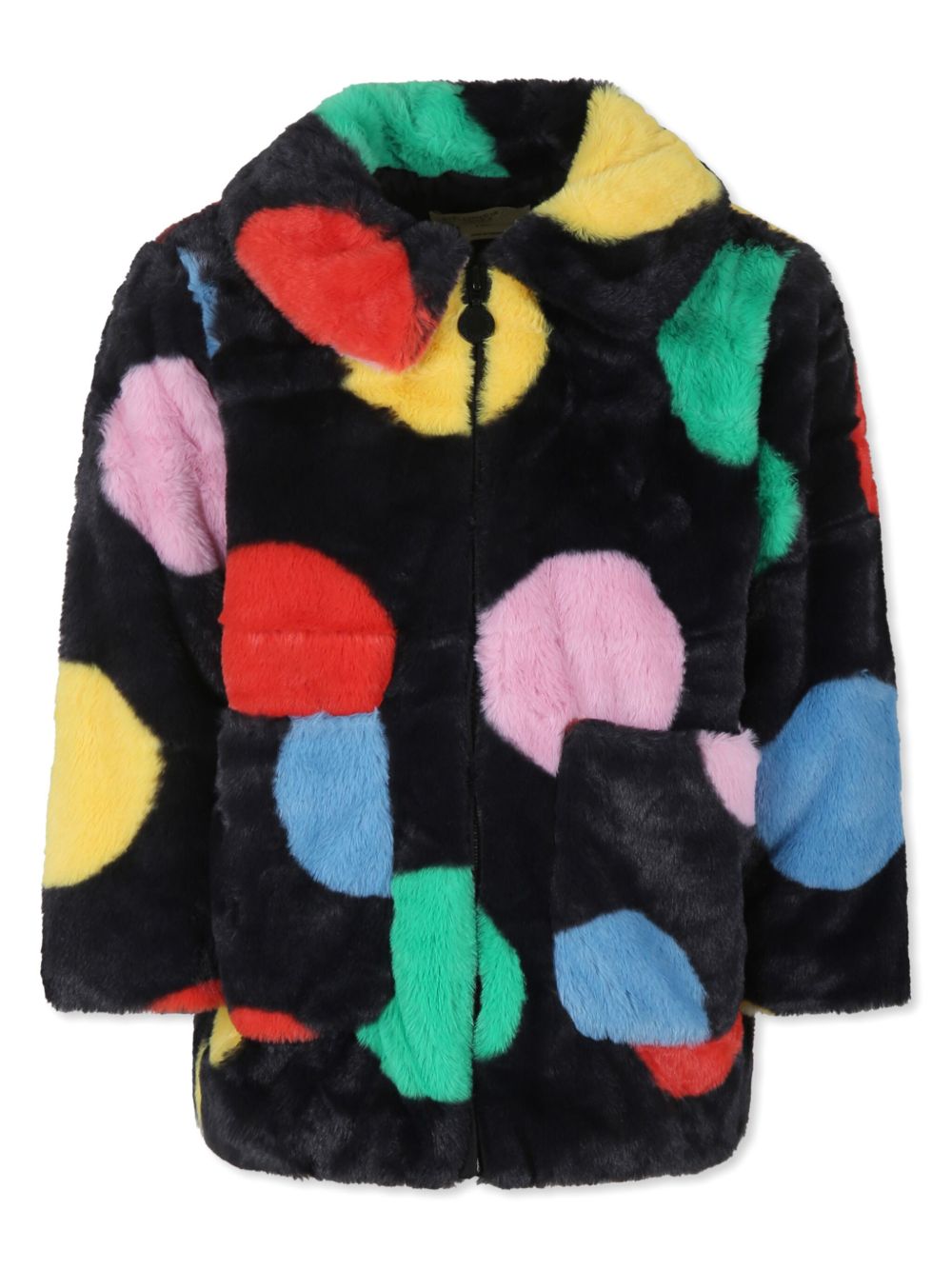 Stella McCartney Kids 波点人造皮草夹克 - 黑色
