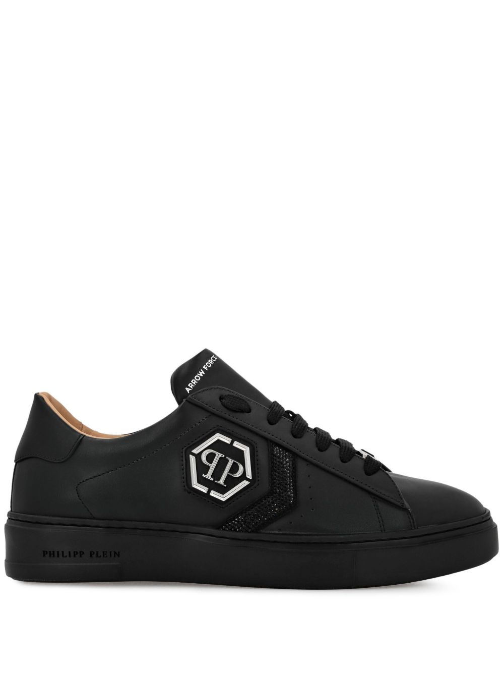 Philipp Plein Arrow Force Strass Hexagon 低帮运动鞋 - 黑色
