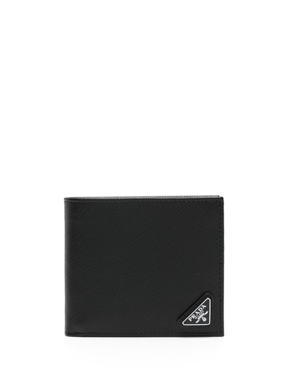 Prada 普拉达 logo十字纹皮钱包 - 黑色
