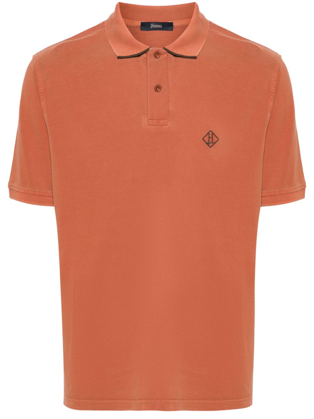 Herno logo刺绣polo衫 - 橘色