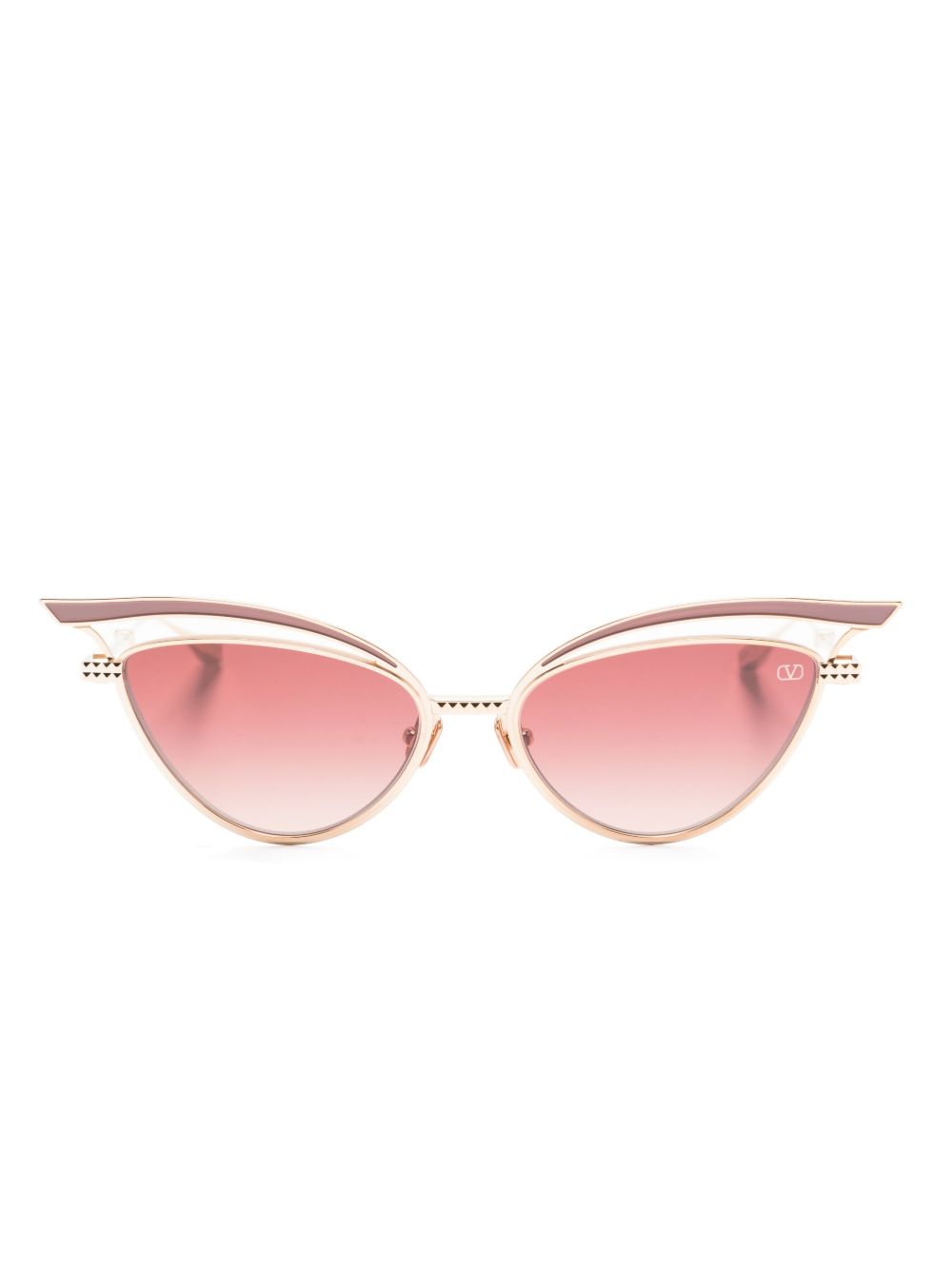 VALENTINO GARAVANI EYEWEAR 渐色猫眼框太阳眼镜 - 金色
