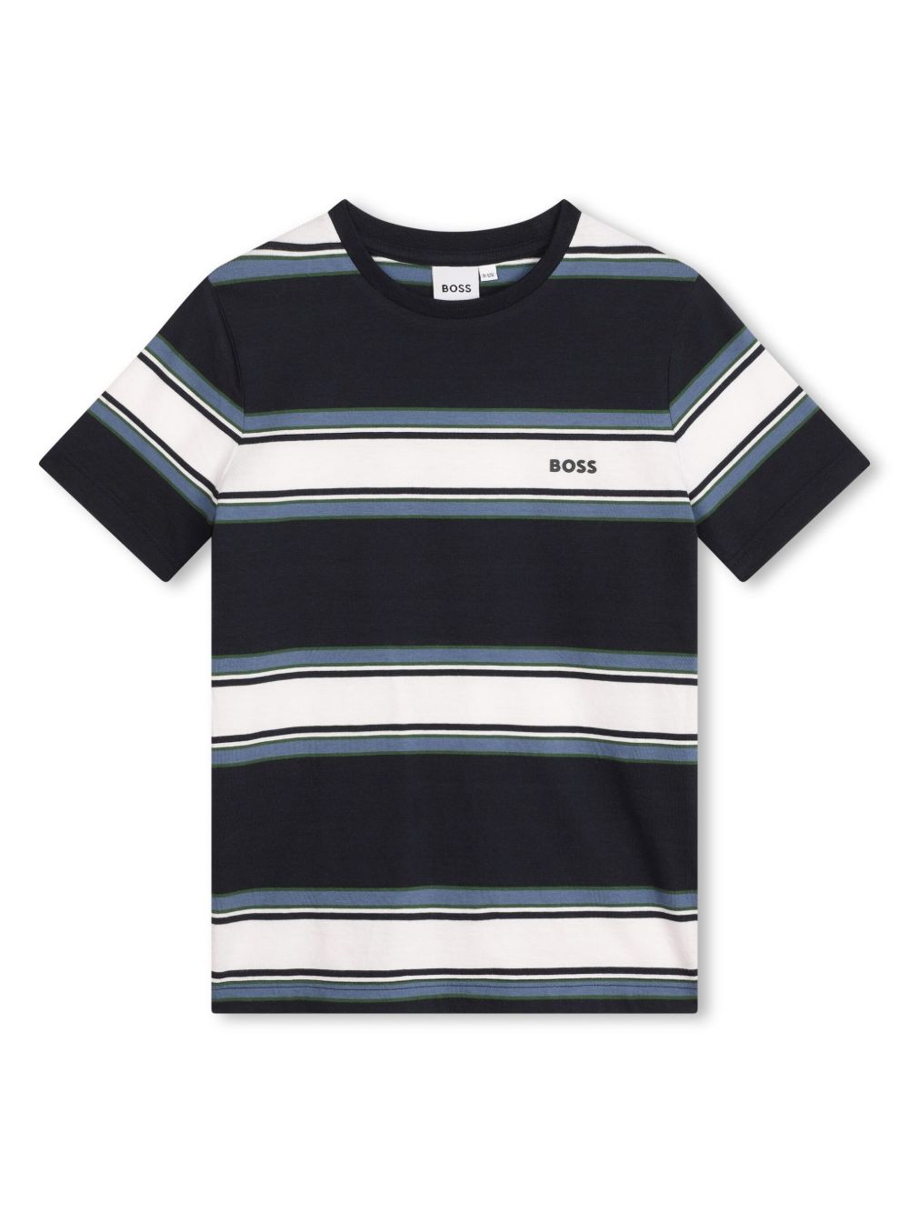 BOSS Kidswear 条纹印花棉T恤 - 蓝色