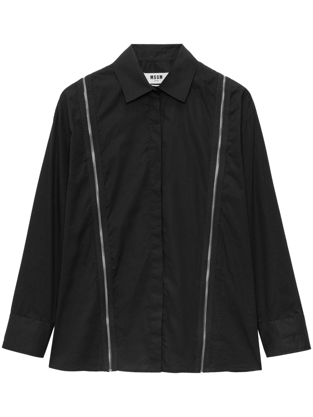 MSGM 拉链细节长袖衬衫 - 黑色