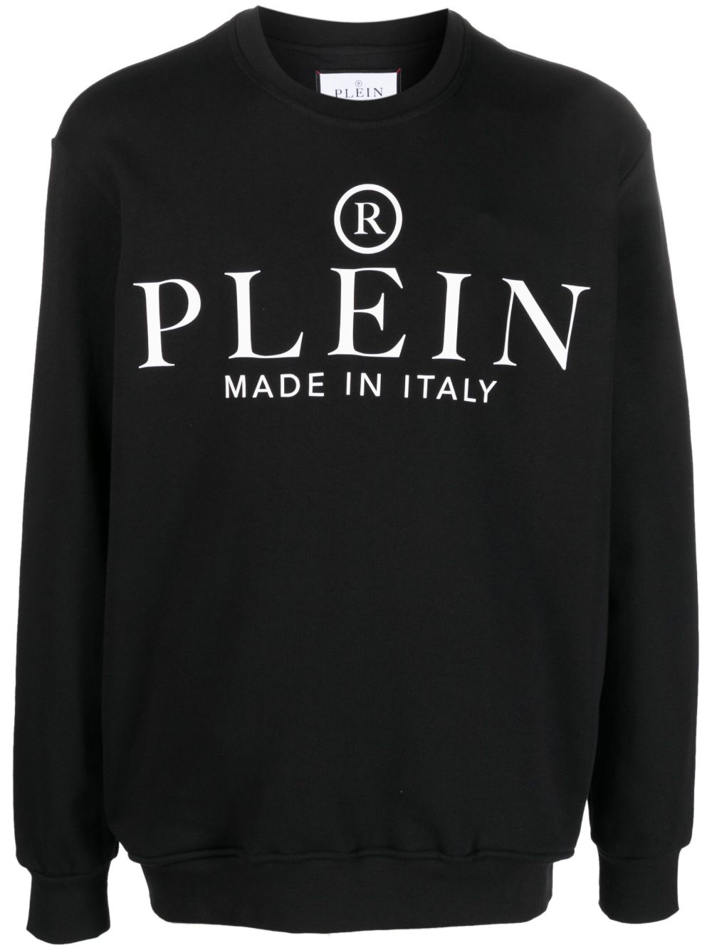 Philipp Plein logo印花罗纹针织卫衣 - 黑色