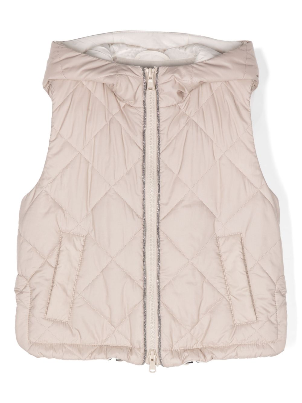 Brunello Cucinelli Kids Monili 细节填充马甲 - 中性色