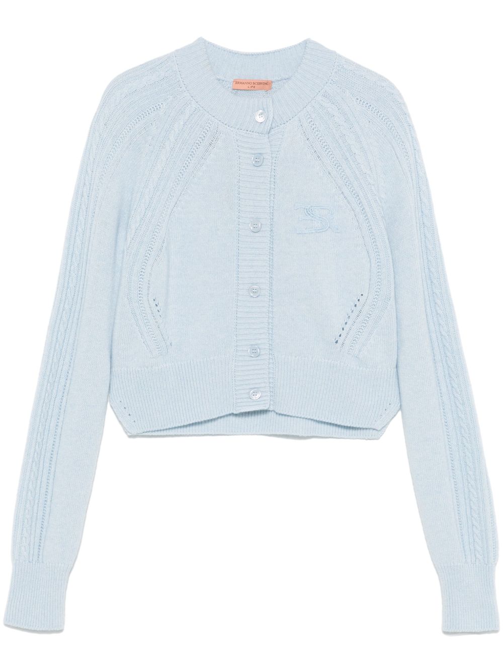 Ermanno Scervino logo刺绣开衫 - 蓝色