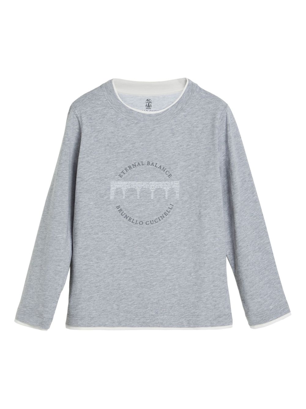 Brunello Cucinelli Kids 印花长袖T恤 - 灰色