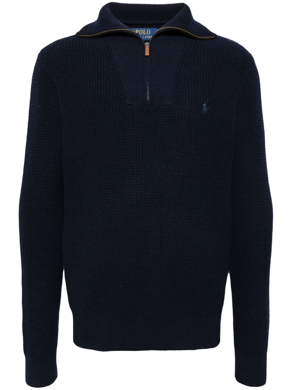 Polo Ralph Lauren Polo Pony 刺绣华夫格针织毛衣 - 蓝色