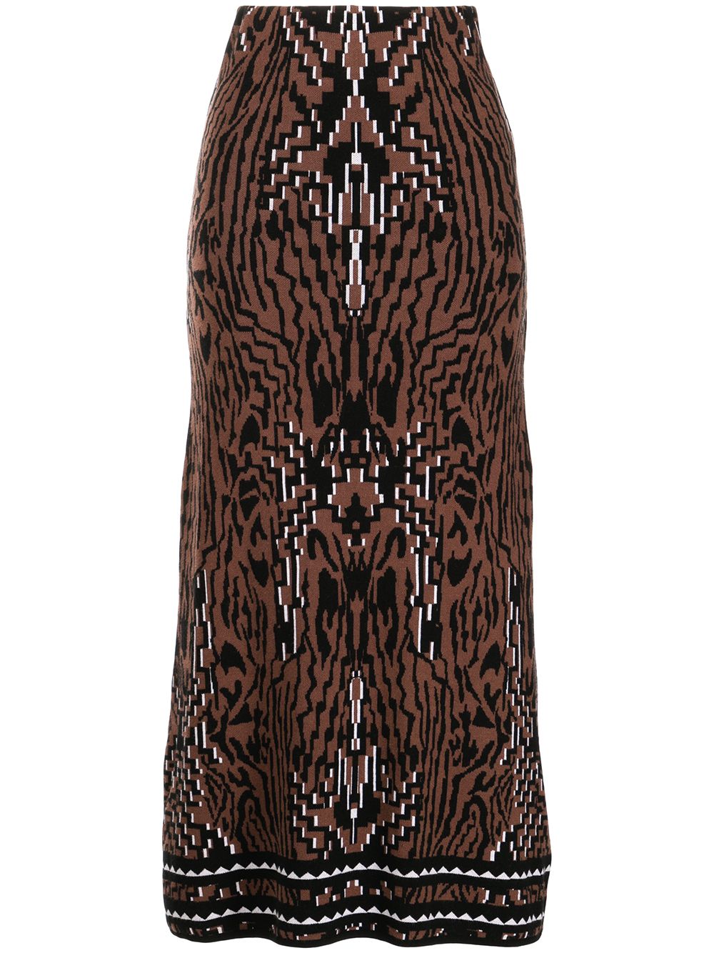 Hayley Menzies Aztec Tiger 提花中长半身裙 - 褐色