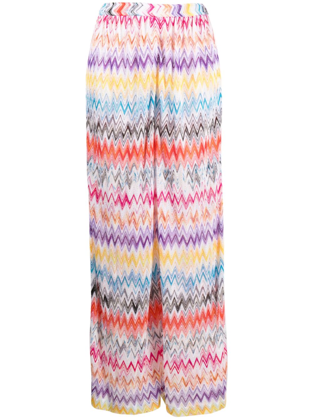 Missoni 人字纹图案针织阔腿裤 - 黄色