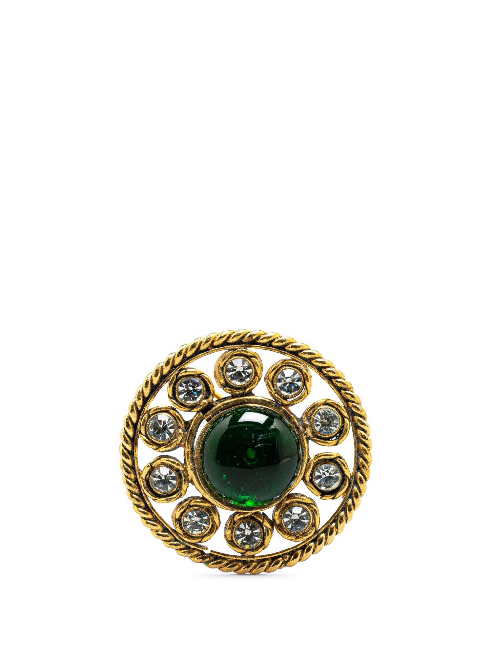 CHANEL Pre-Owned 镀金 Round Crystal 胸针（2003年典藏款） - 金色