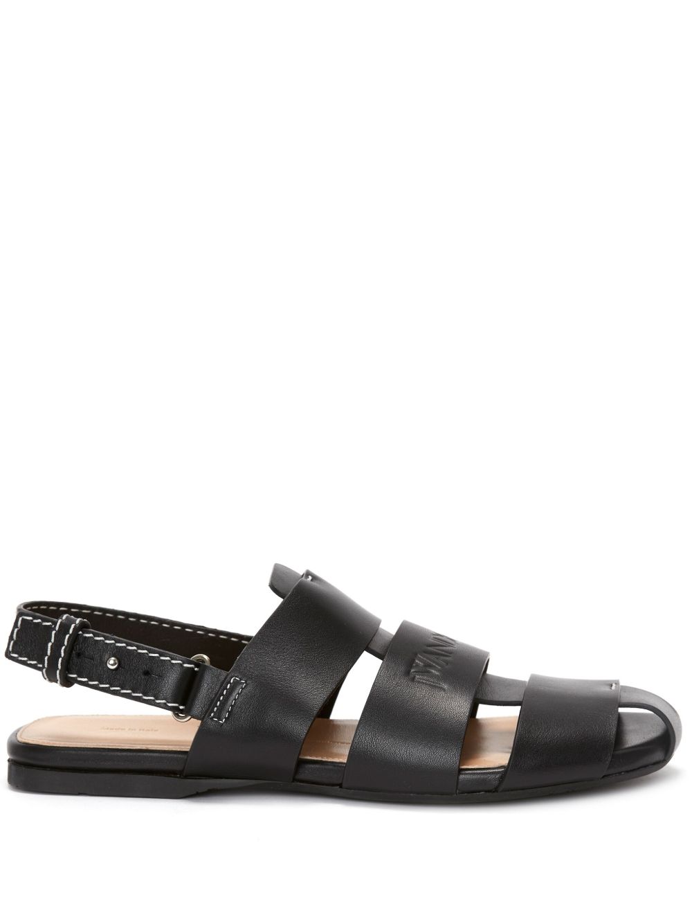JW Anderson logo凹面压花皮质渔夫凉鞋 - 黑色