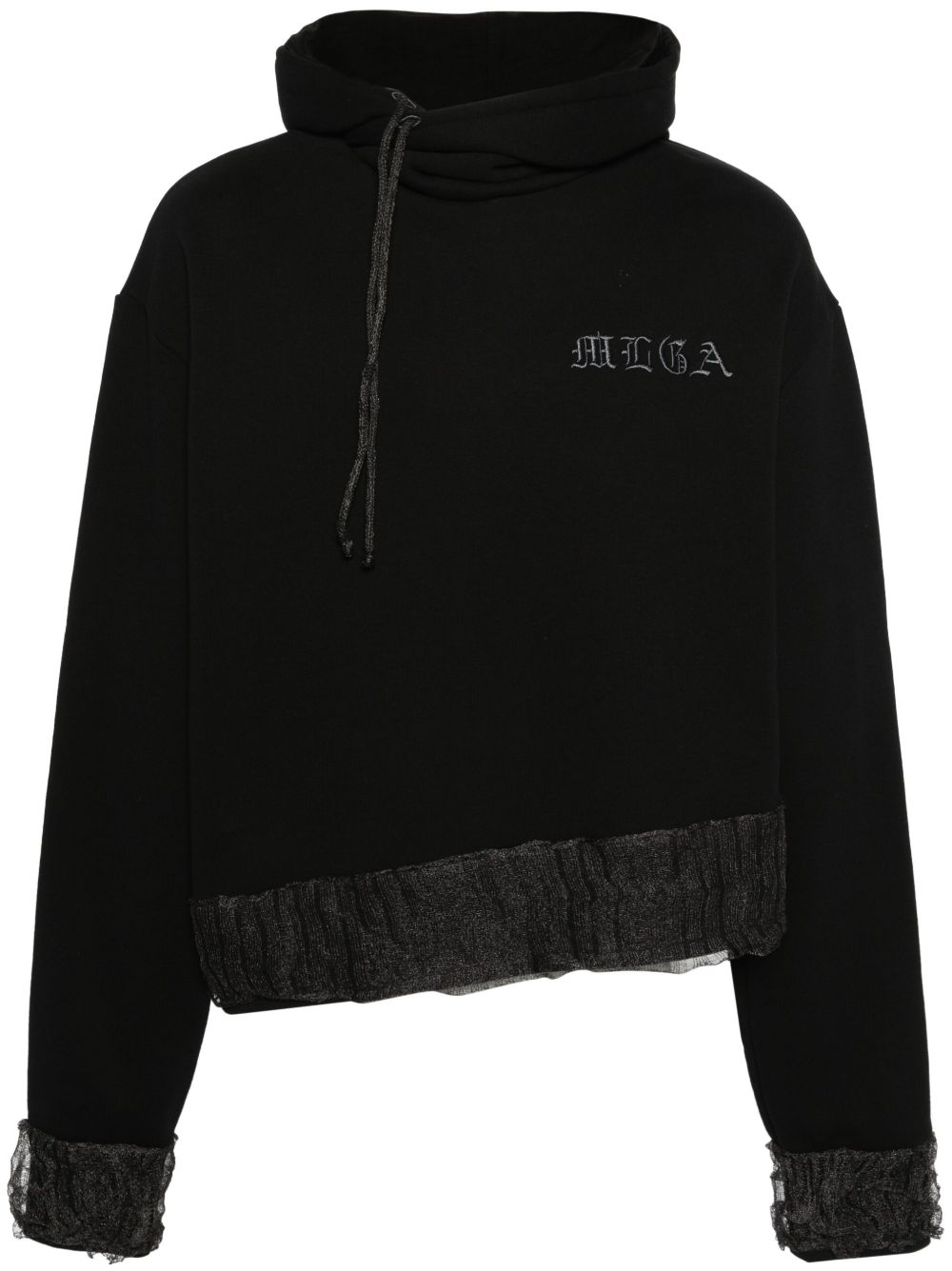 MLGA logo刺绣解构感连帽衫 - 黑色