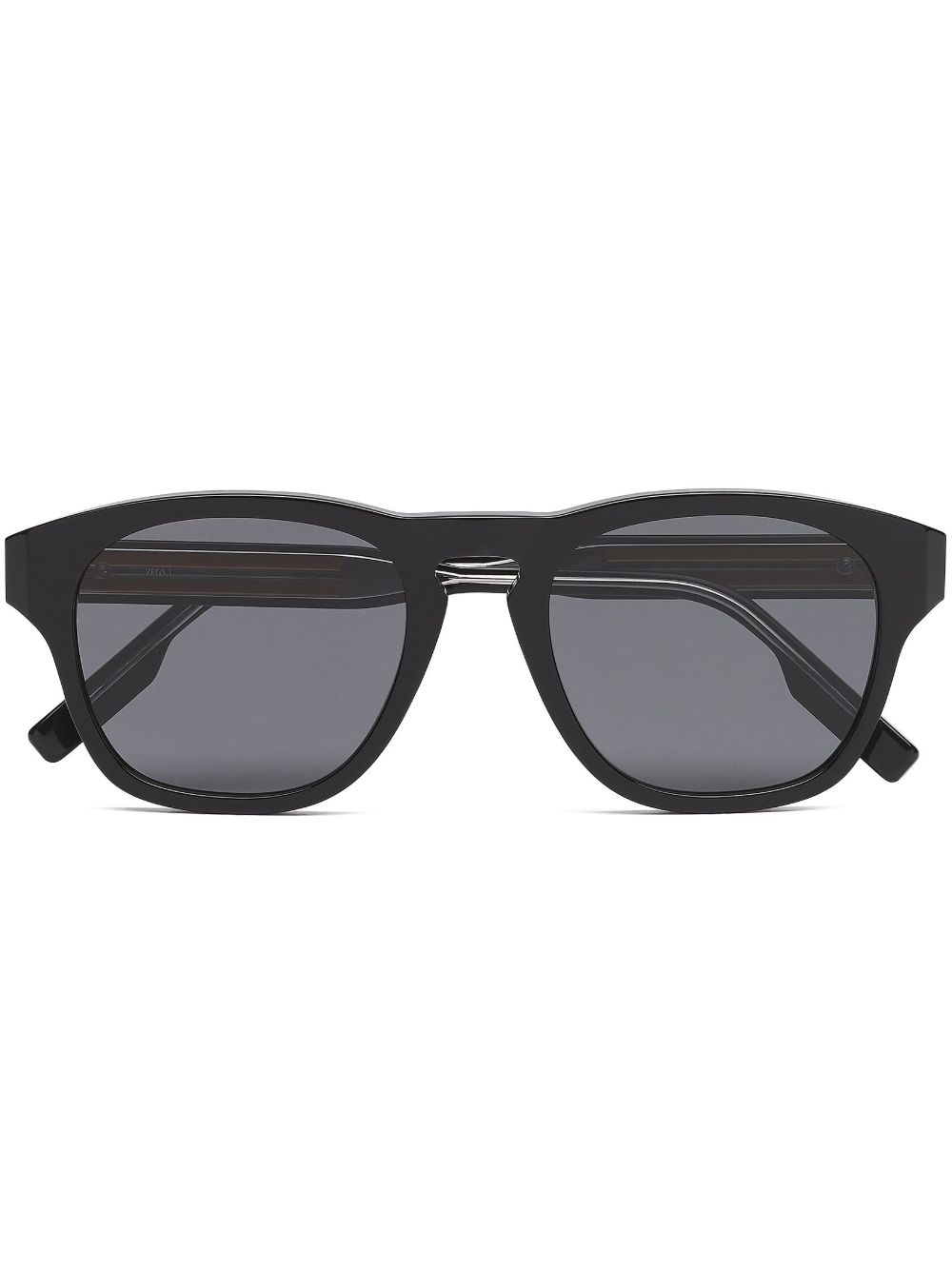 Zegna 有色镜片方框太阳眼镜 - 黑色