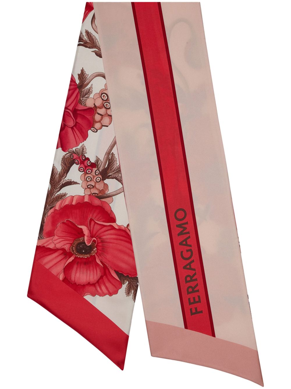 Ferragamo 花卉印花真丝围巾 - 粉色