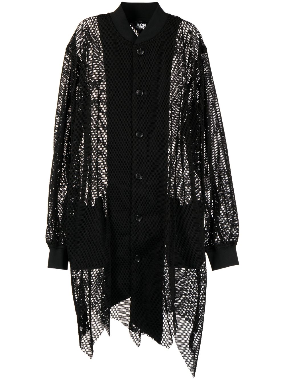 Black Comme Des Garçons 不对称镂空针织飞行员夹克 - 黑色