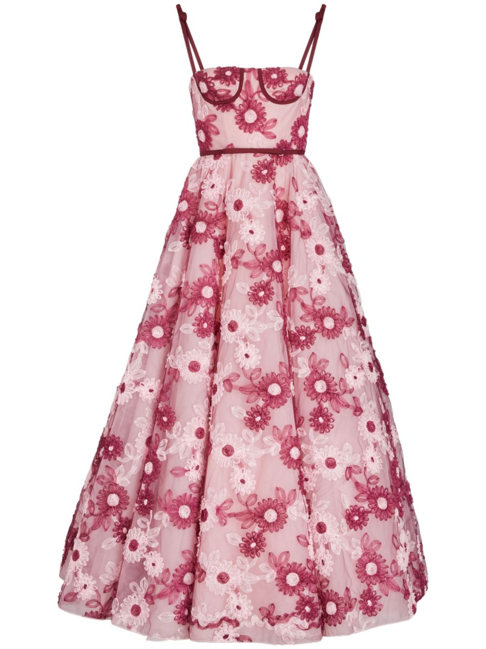 Giambattista Valli Ribbon Bouquet 印花超长连衣裙 - 粉色