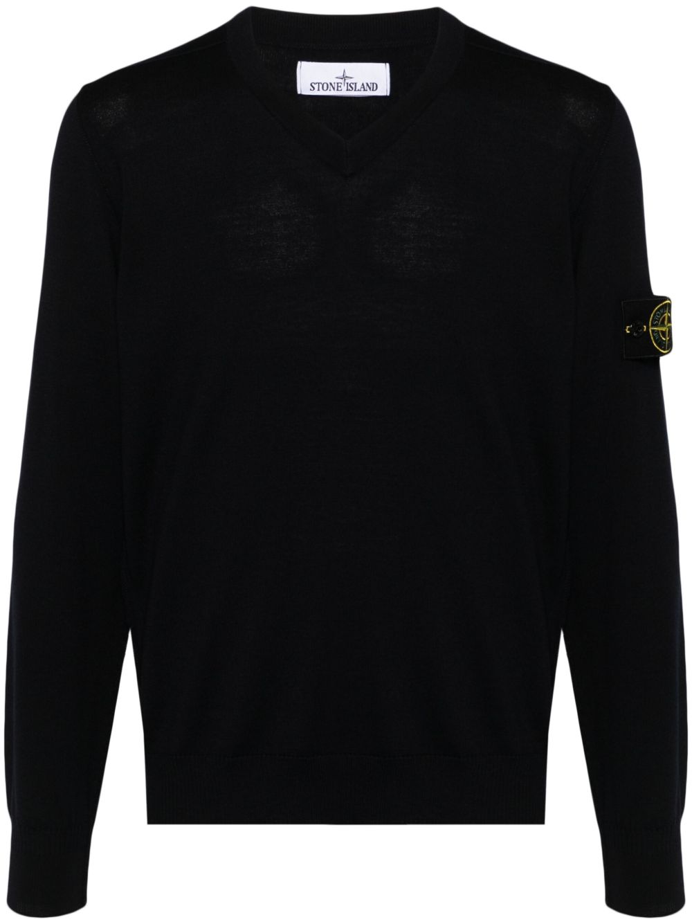 Stone Island 罗盘徽章V领毛衣 - 蓝色