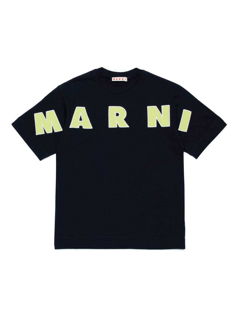 Marni Kids logo刺绣T恤 - 黑色