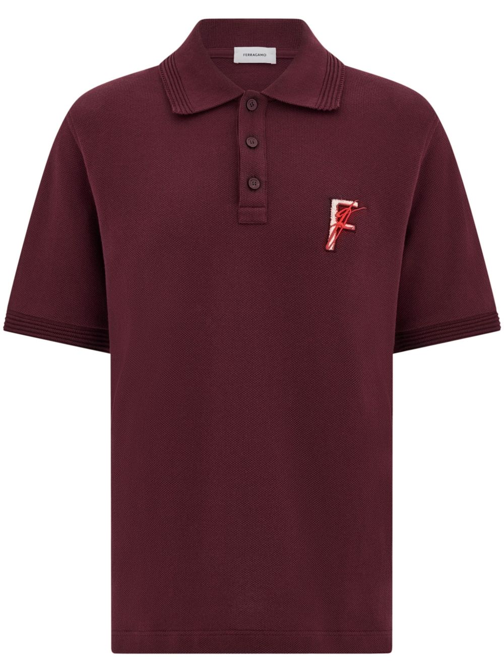 Ferragamo logo刺绣polo衫 - 红色