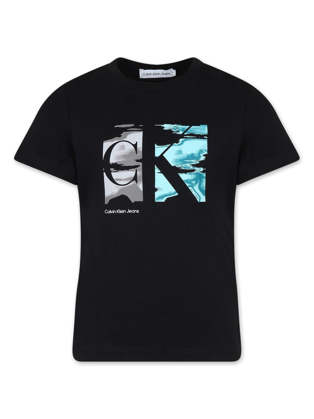 Calvin Klein Kids 经典logo印花T恤 - 黑色