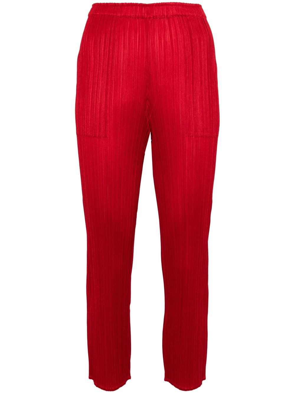 Pleats Please Issey Miyake 细褶效果露踝裤 - 红色