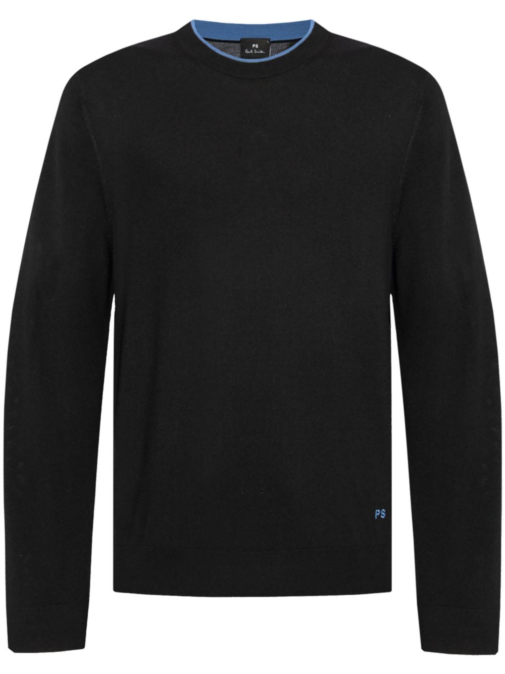 PS Paul Smith logo刺绣美利诺羊毛毛衣 - 黑色