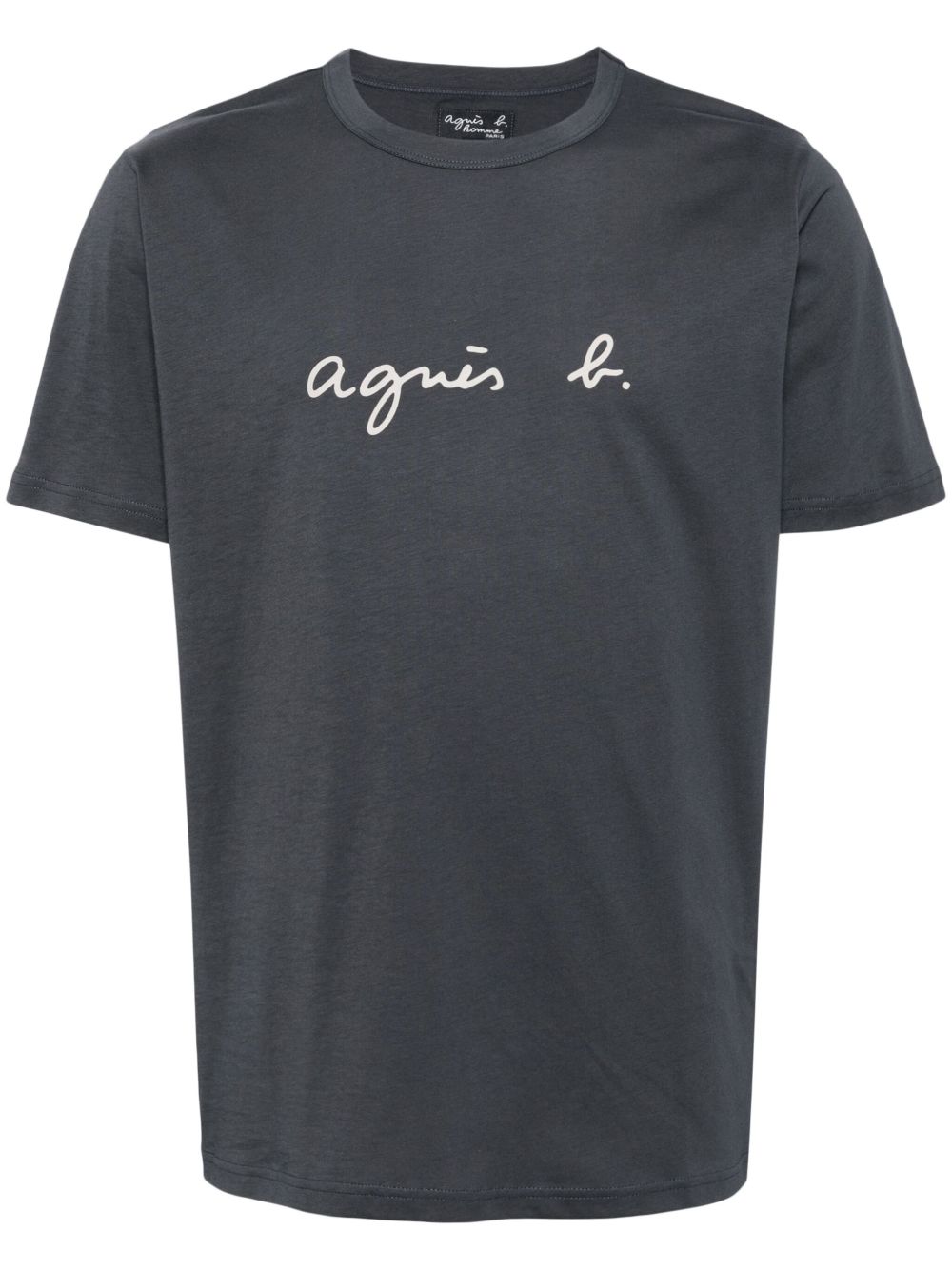 agnès b. logo印花棉T恤 - 灰色