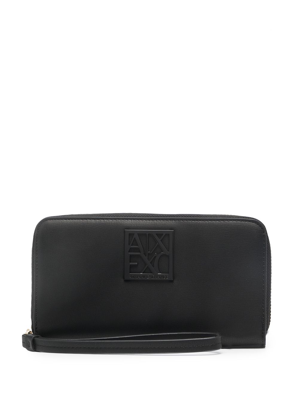 Armani Exchange logo标牌拉链钱包 - 黑色