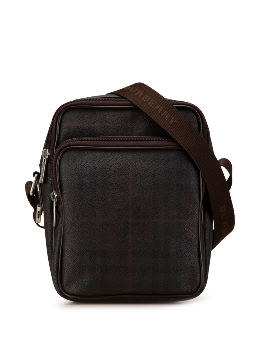 Burberry Pre-Owned Smoke Check 涂层帆布斜挎包（2003年典藏款） - 褐色