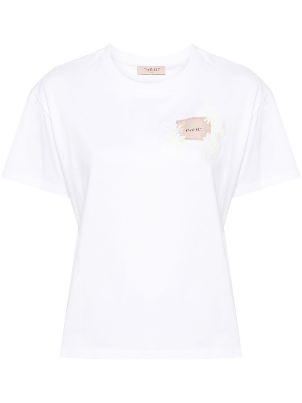 TWINSET Oval T Floreal 棉T恤 - 白色