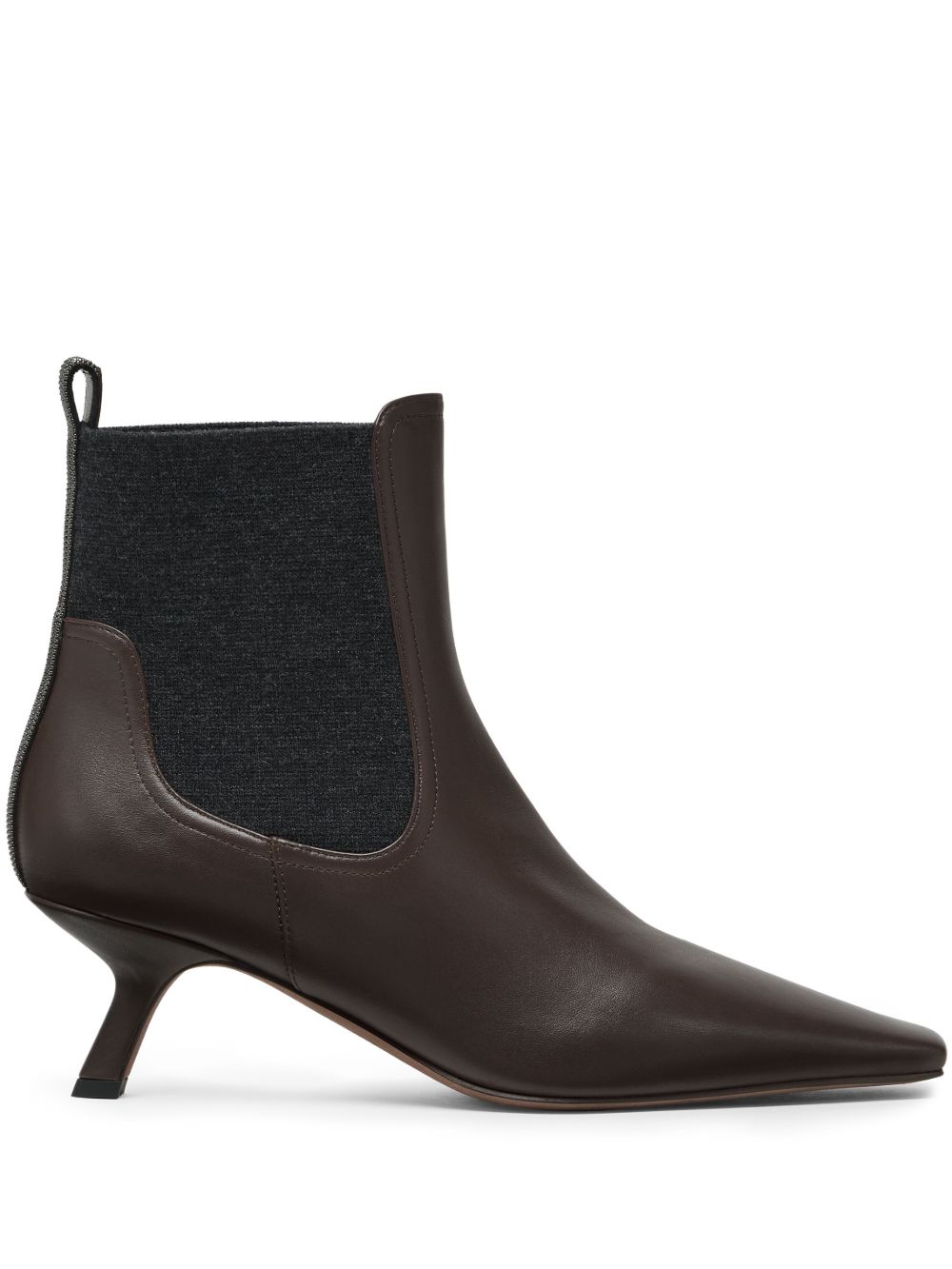 Brunello Cucinelli Monili 珠饰细节皮质及踝靴 - 褐色