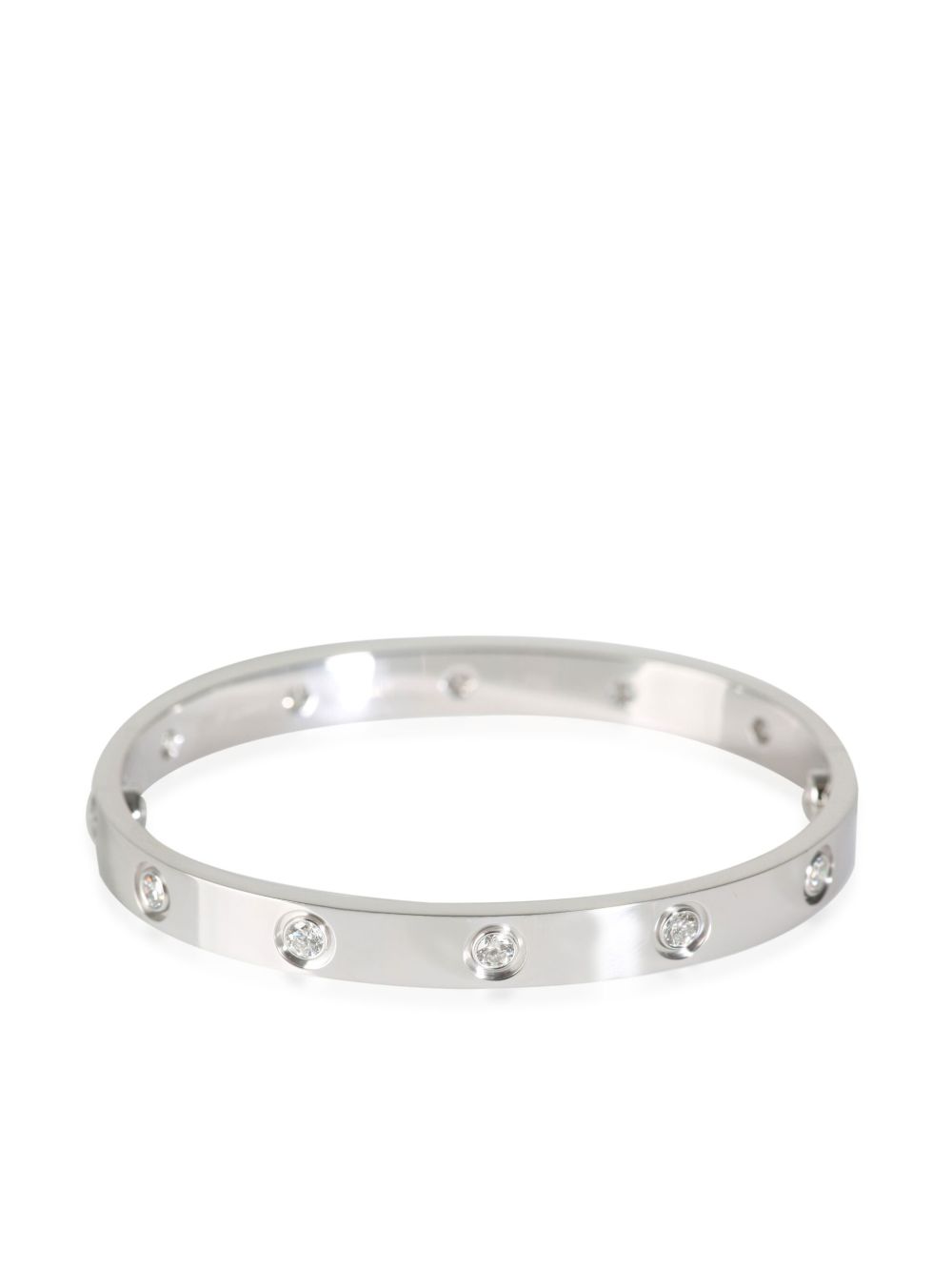 Cartier 18K白金 Love 钻石戒指（典藏款） - 银色