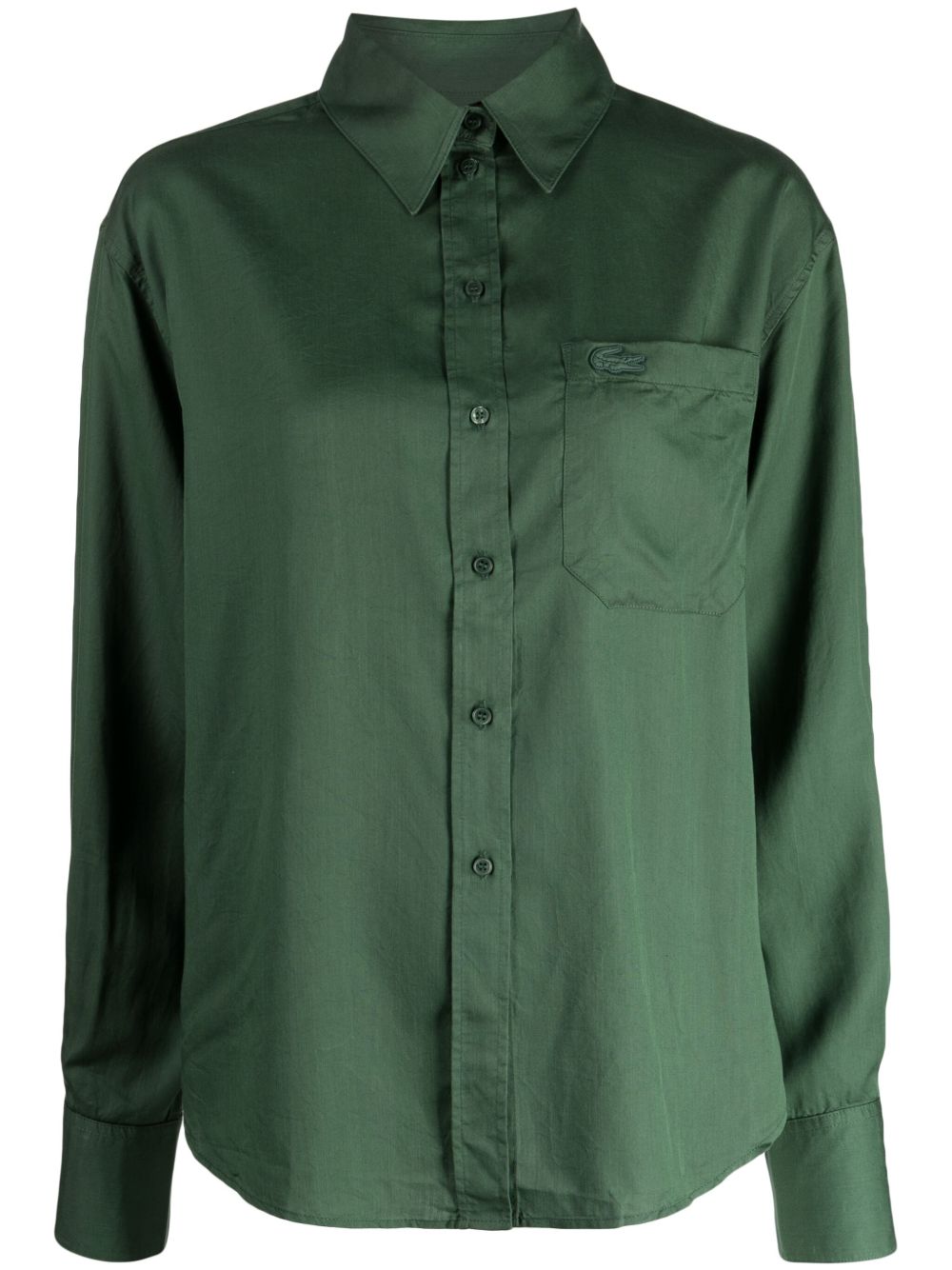 Lacoste logo贴花排扣衬衫 - 绿色