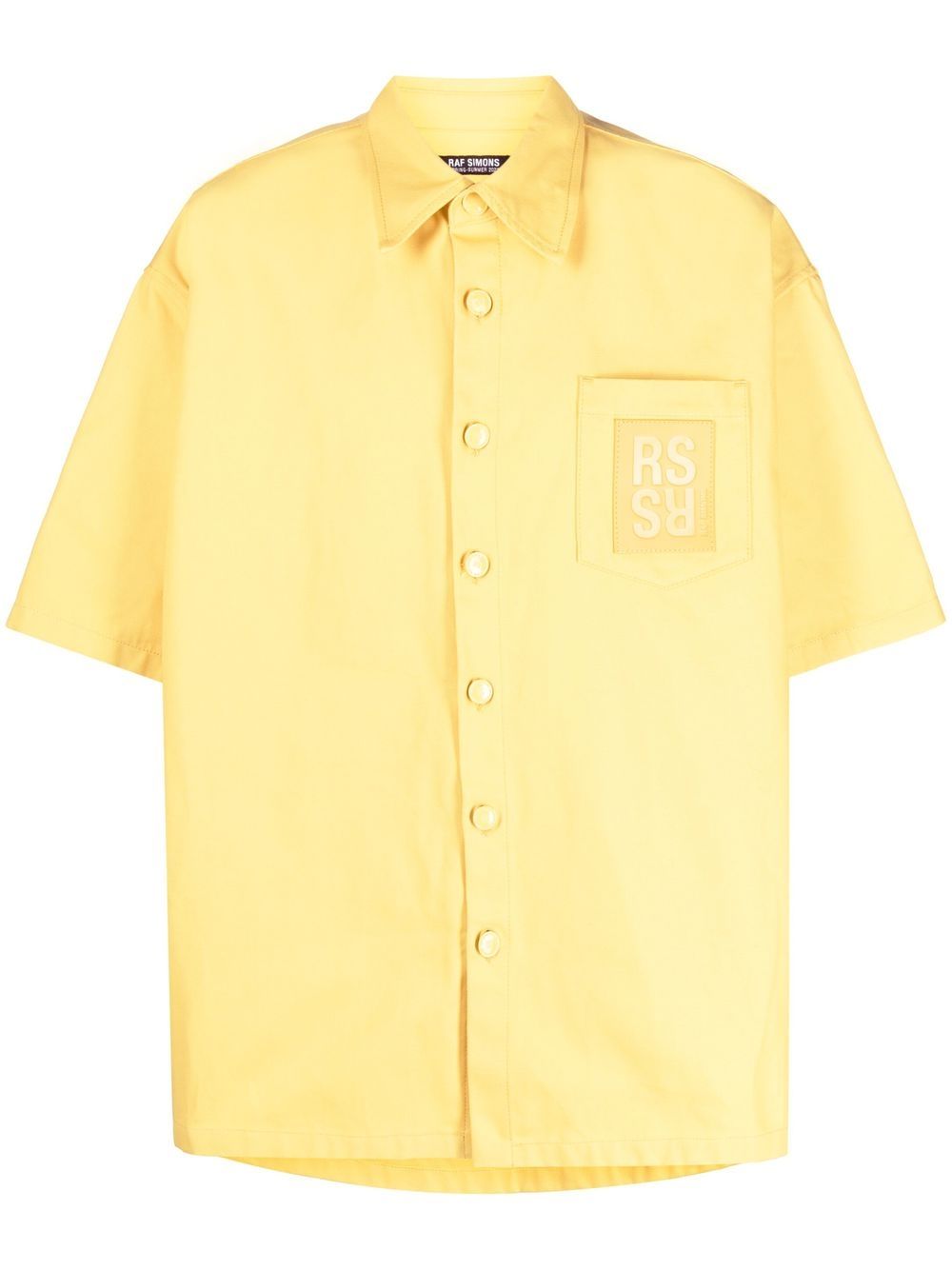 Raf Simons 标贴短袖牛仔衬衫 - 黄色