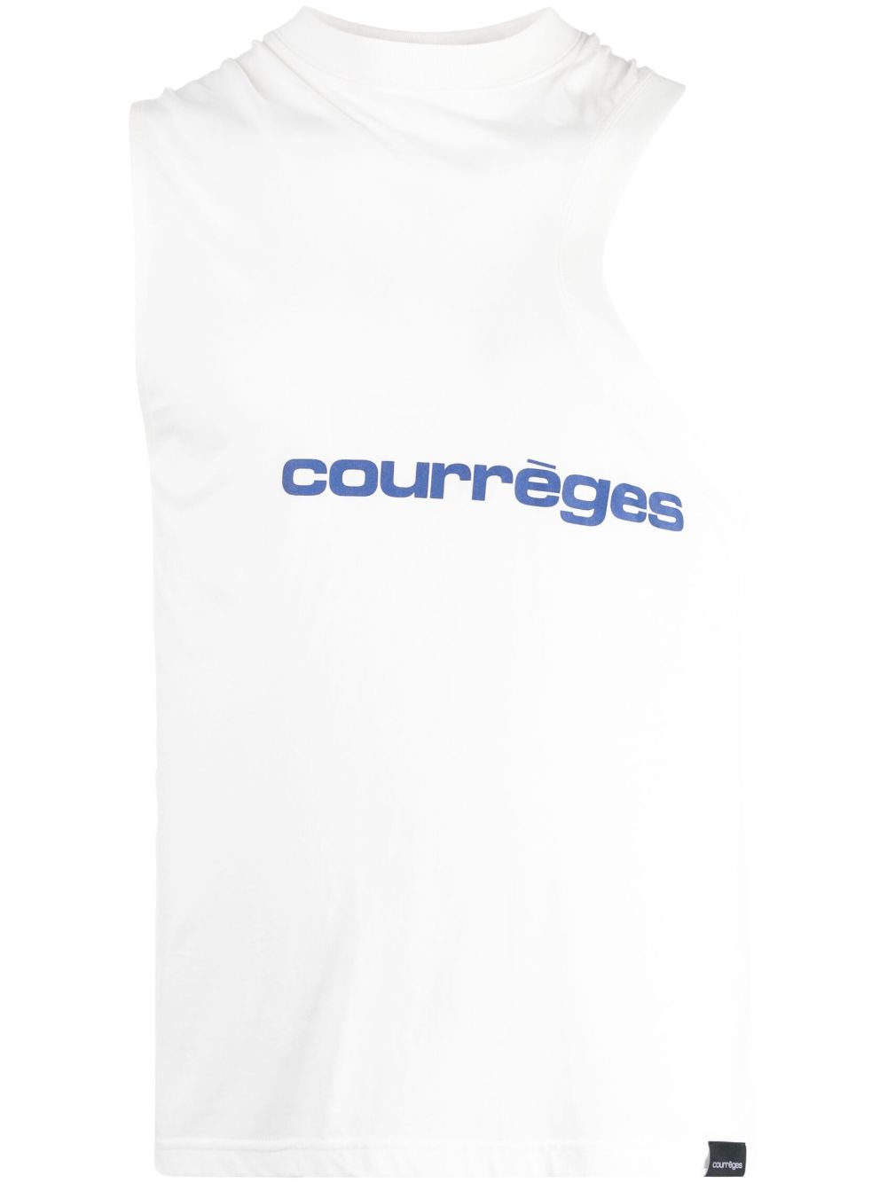 Courrèges 不对称logo印花坦克背心 - 白色
