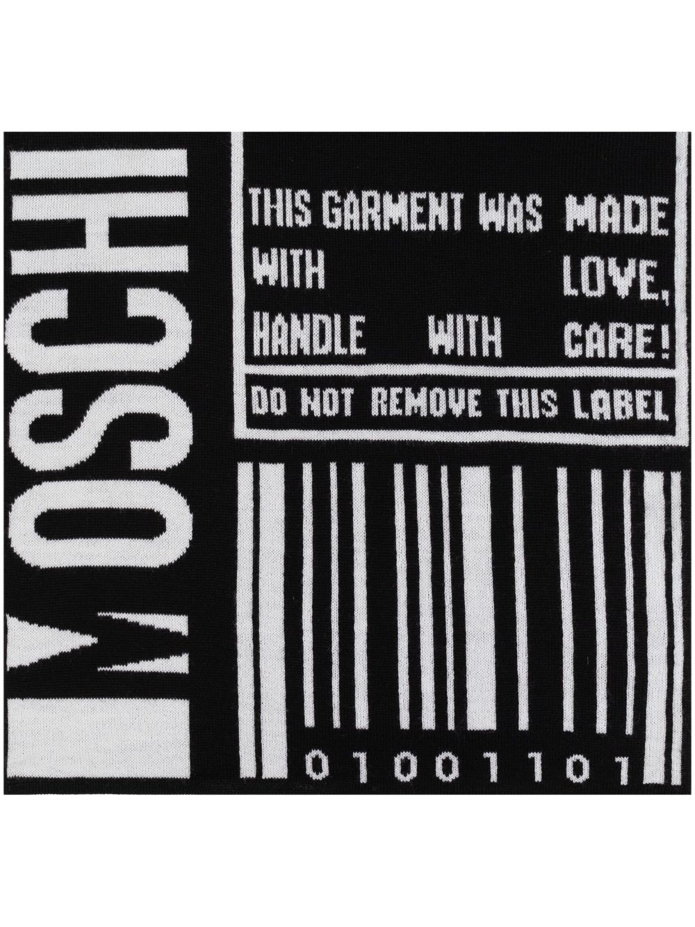 Moschino 嵌花针织羊毛围巾 - 黑色