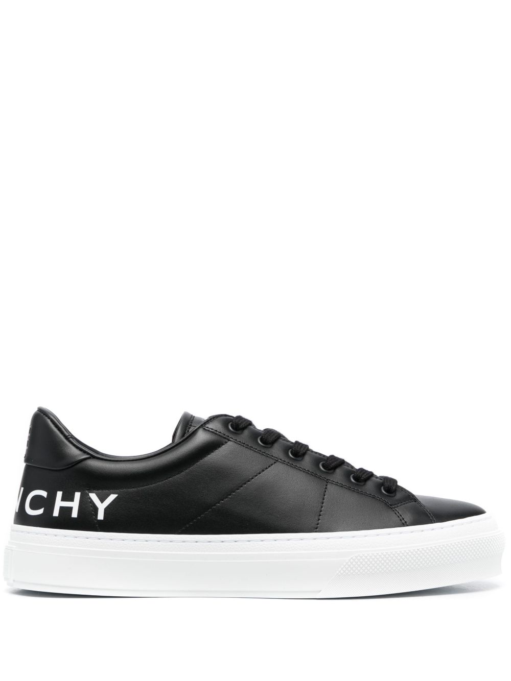 Givenchy logo印花皮质运动鞋 - 黑色
