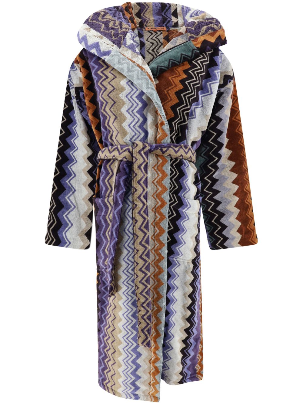 Missoni Home Giacomo 束腰连帽浴袍 - 蓝色