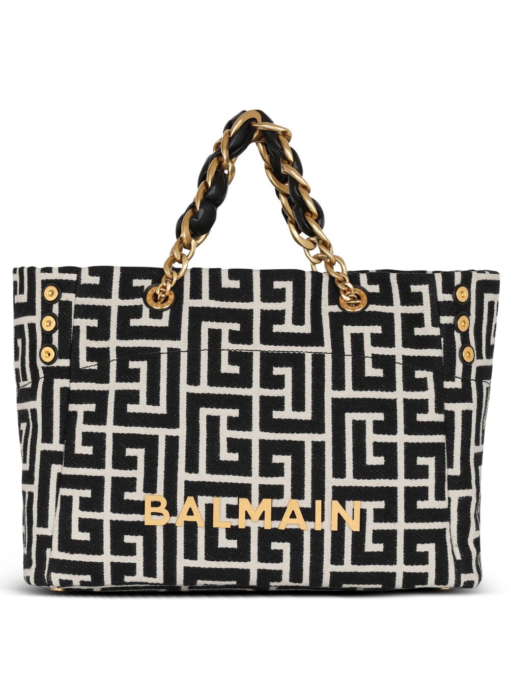 Balmain logo标牌手提包 - 黑色