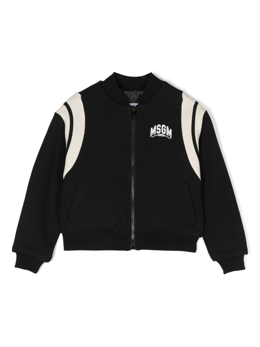 MSGM Kids logo印花飞行员夹克 - 黑色