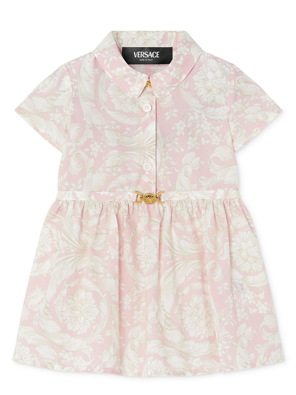 Versace Kids 巴洛克印花棉连衣裙 - 粉色